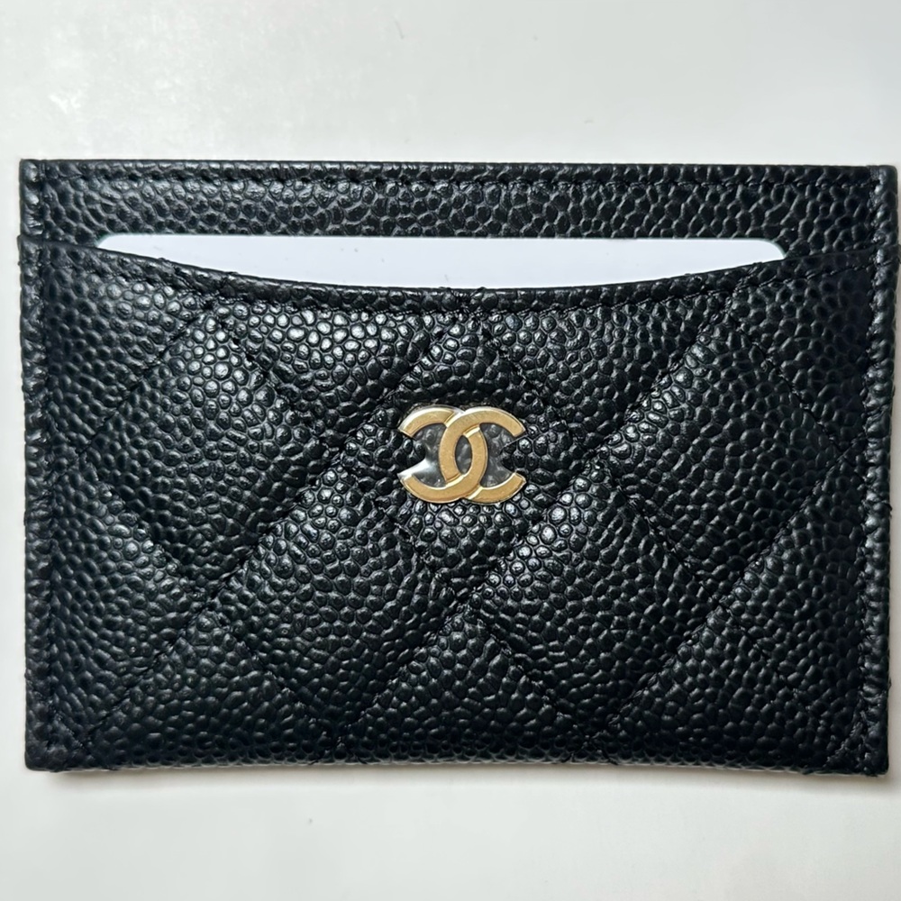 Chanel Classic Quilted Caviar Cardholder Black GHW